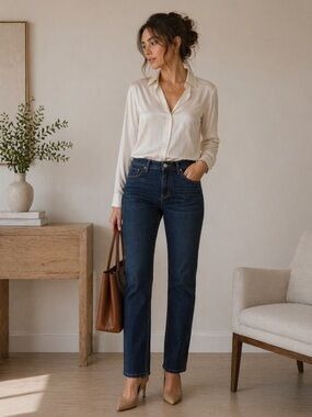 Riders Lee Western Cowgirl Classic Fit Straight Leg Jeans Size 12 Stretch Denim